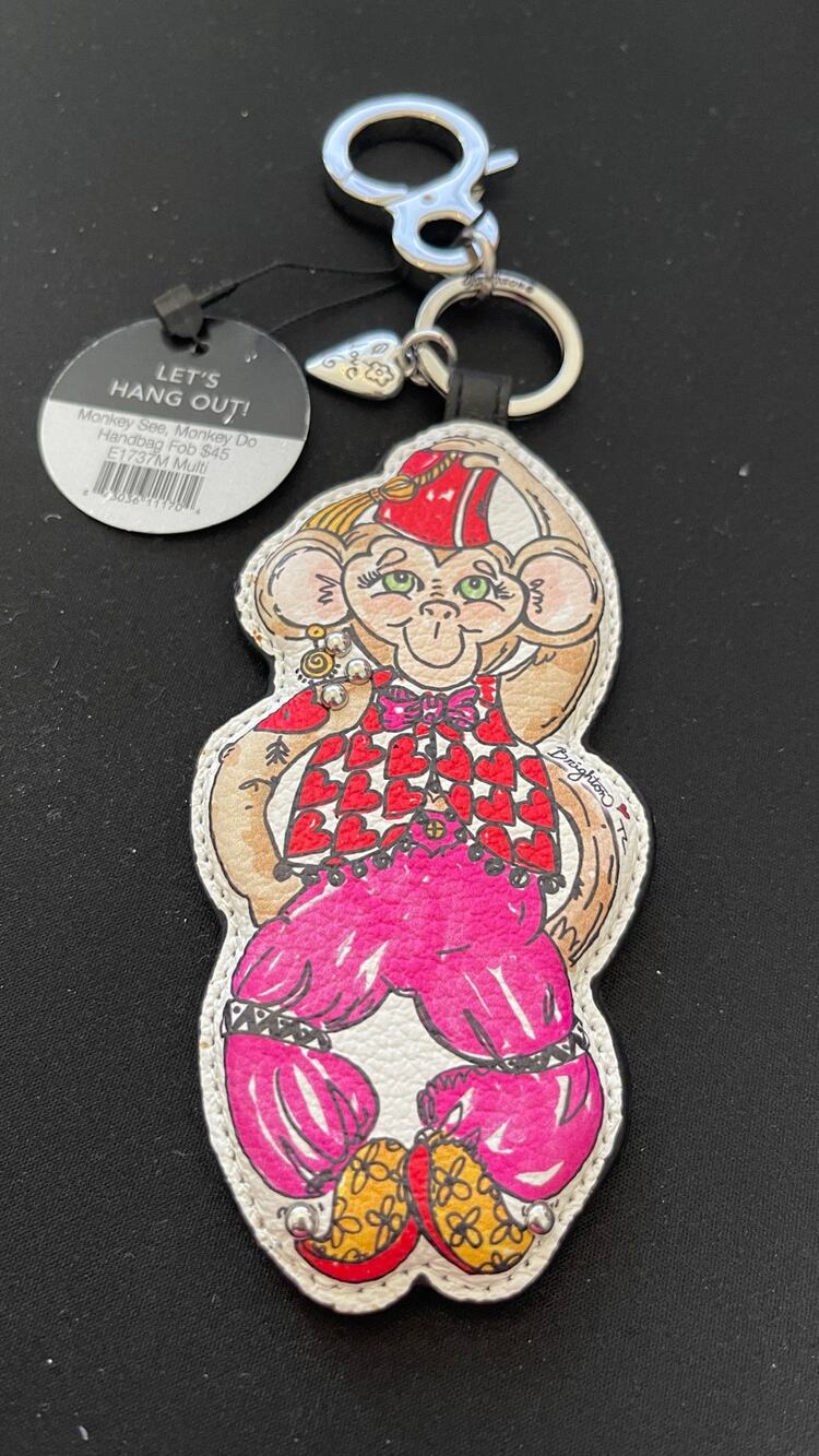 Brighton Let's Hang Out Monkey See Monkey Do Handbag Keychain FOB